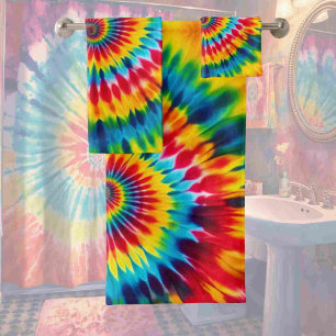 Psychedelisches Regenbogen-Tie-Dye-Handtuch-Set Badhandtuch Set