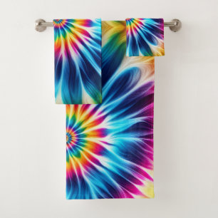 Psychedelisches Regenbogen-Tie-Dye-Handtuch-Set Badhandtuch Set