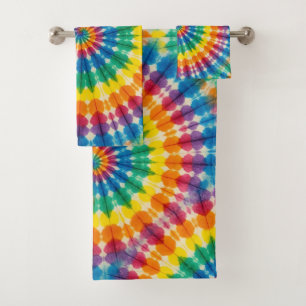 Psychedelisches Regenbogen-Tie-Dye-Handtuch-Set Badhandtuch Set