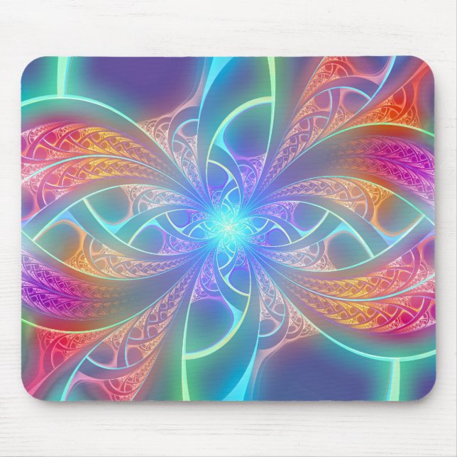 Psychedelisches Regenbogen-Wirbels-Fraktal-Muster Mousepad (Vorne)