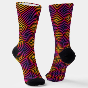 Psychedelisches Regenbogen-Zickzack Muster Socken