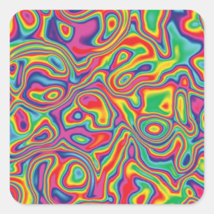 Psychedelisches Regenbogenölmuster Quadratischer Aufkleber