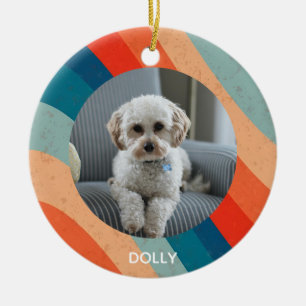 Psychedelisches Retro Groove Wavy Pet Foto Keramik Ornament
