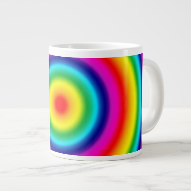 Psychedelisches rundes Regenbogen-Muster Jumbo-Tasse (Vorderseite Rechts)