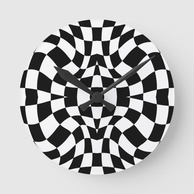 Psychedelisches Schach Runde Wanduhr (Vorderseite)