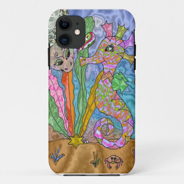 Psychedelisches Seepferd Meeresschildkröte Art Case-Mate iPhone Hülle (Rückseite)