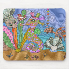 Psychedelisches Seepferd Meeresschildkröte Art Mousepad