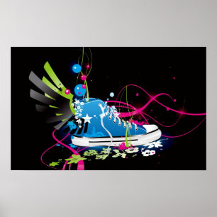 Psychedelisches Sneaker Shoe Poster