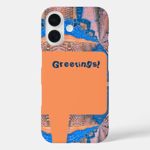 Psychedelisches Spaß-Fraktalmuster und Text iPhone 16 Hülle