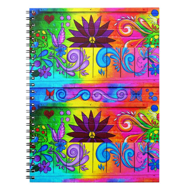 psychedelisches starkes Notizbuch des Hippie Notizblock (Vorderseite)