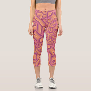 Psychedelisches Sternenmuster – Groovy Rosa & Oran Capri Leggings