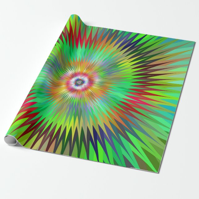 Psychedelisches Sternexplosion-Fraktal Geschenkpapier (Ungerollt)