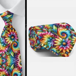 Psychedelisches Tie-Dye-Blumenmuster Krawatte