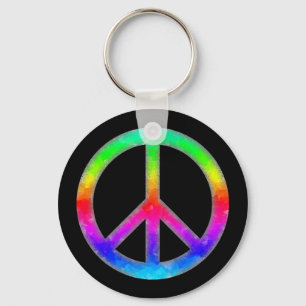 Psychedelisches Tie-Dye-Friedenszeichen-Schlüssela Schlüsselanhänger