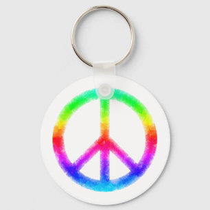 Psychedelisches Tie-Dye-Friedenszeichen-Schlüssela Schlüsselanhänger