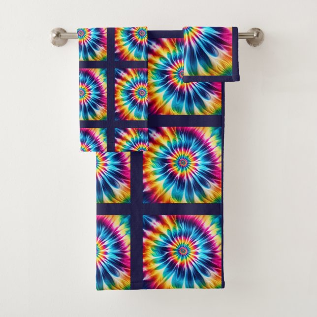 Psychedelisches Tie-Dye-Muster-Handtuch-Set Badhandtuch Set (Insitu)