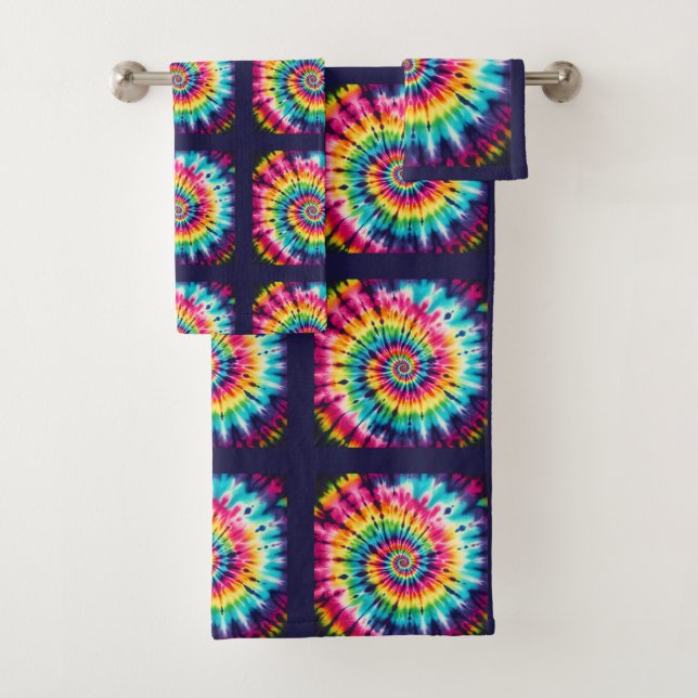 Psychedelisches Tie-Dye-Muster-Handtuch-Set Badhandtuch Set (Insitu)