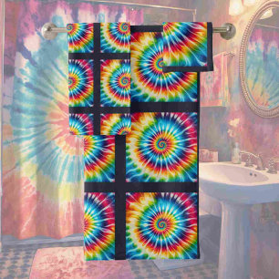 Psychedelisches Tie-Dye-Muster-Handtuch-Set Badhandtuch Set