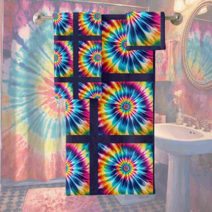 Psychedelisches Tie-Dye-Muster-Handtuch-Set Badhandtuch Set