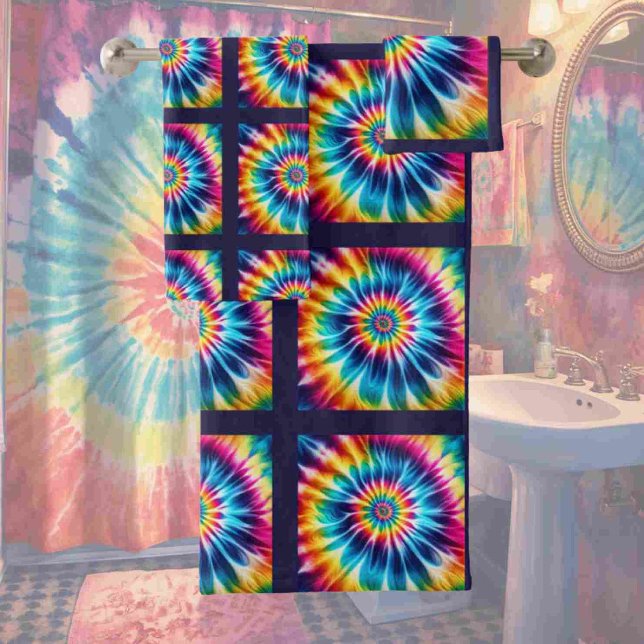 Psychedelisches Tie-Dye-Muster-Handtuch-Set Badhandtuch Set (Von Creator hochgeladen)