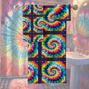 Psychedelisches Tie-Dye-Muster-Handtuch-Set Badhandtuch Set