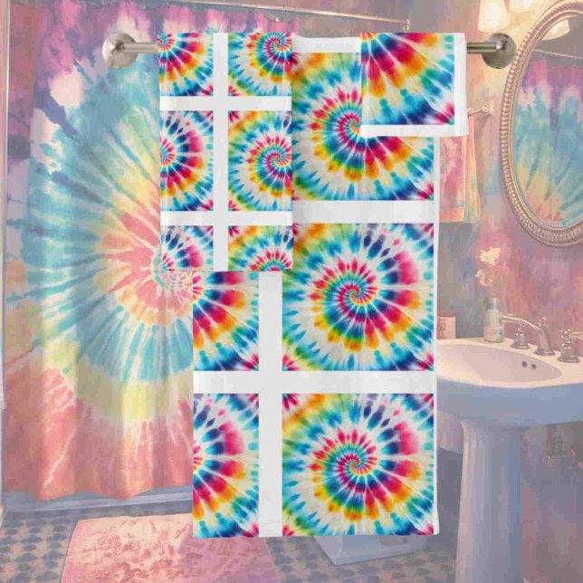 Psychedelisches Tie-Dye-Muster-Handtuch-Set Badhandtuch Set (Von Creator hochgeladen)