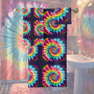 Psychedelisches Tie-Dye-Muster-Handtuch-Set Badhandtuch Set
