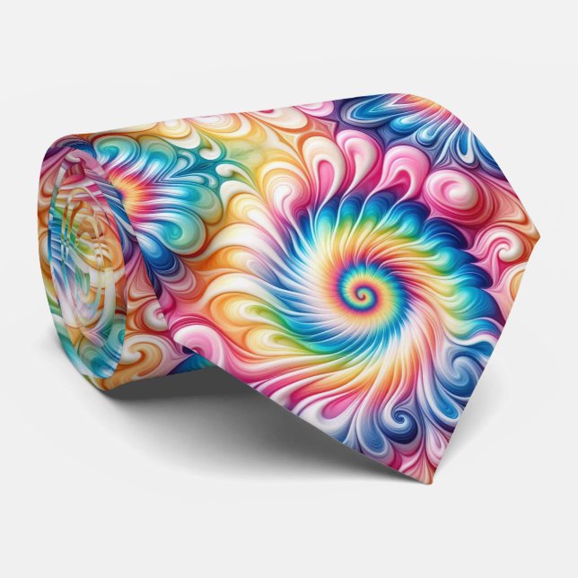 Psychedelisches Tie-Dye-Muster Krawatte (Gerollt)