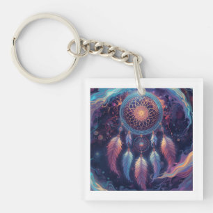 psychedelisches Traumfänger-Design Schlüsselanhänger