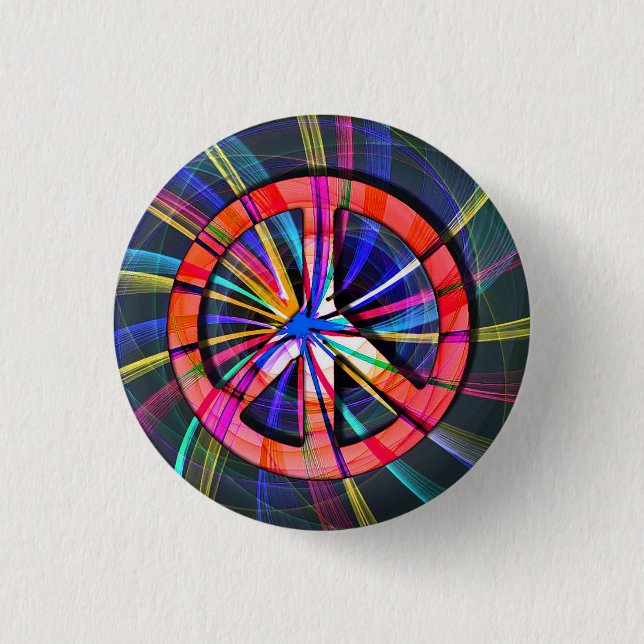 Psychedelisches Trippy-Friedenszeichen Button (Vorderseite)