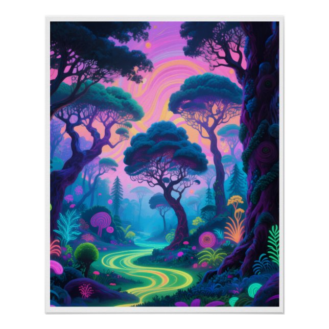 Psychedelisches Waldposter Poster (Vorderseite)
