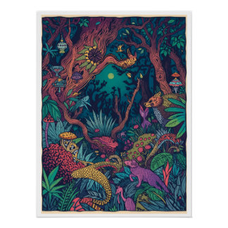 Psychedelisches Waldposter Poster