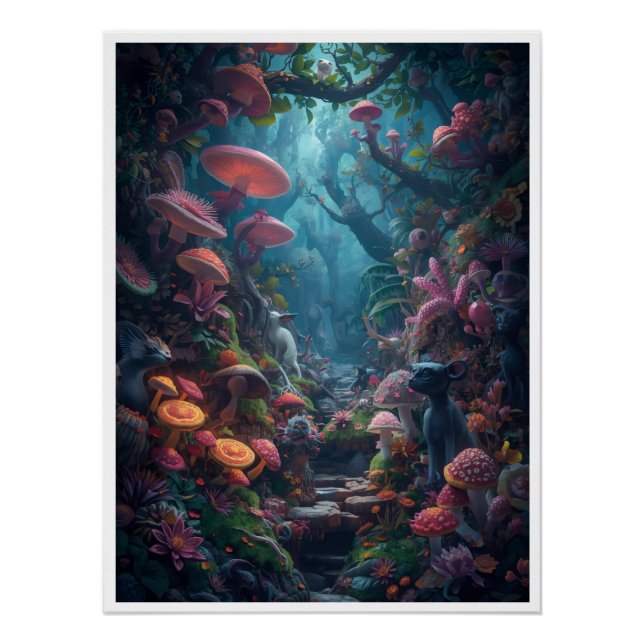 Psychedelisches Waldposter Poster (Vorderseite)