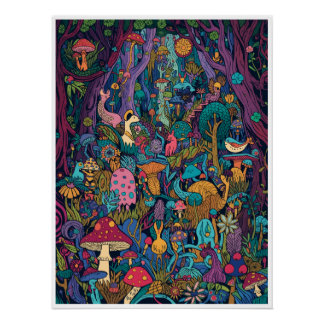 Psychedelisches Waldposter Poster
