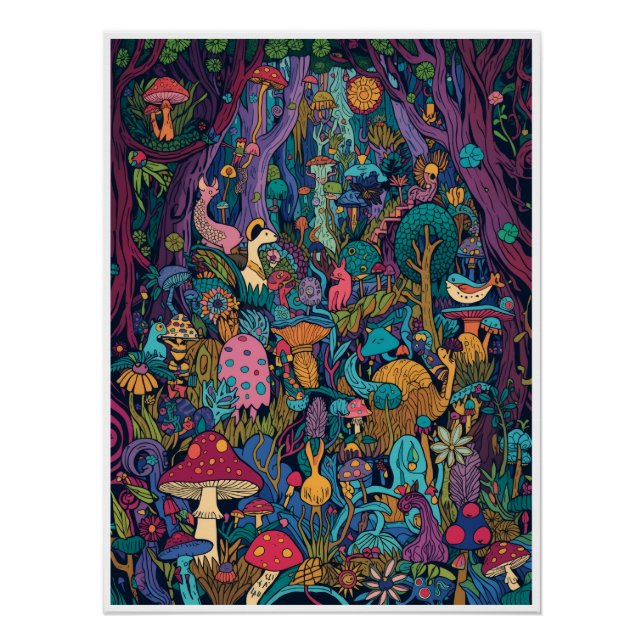 Psychedelisches Waldposter Poster (Vorderseite)