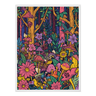 Psychedelisches Waldposter Poster