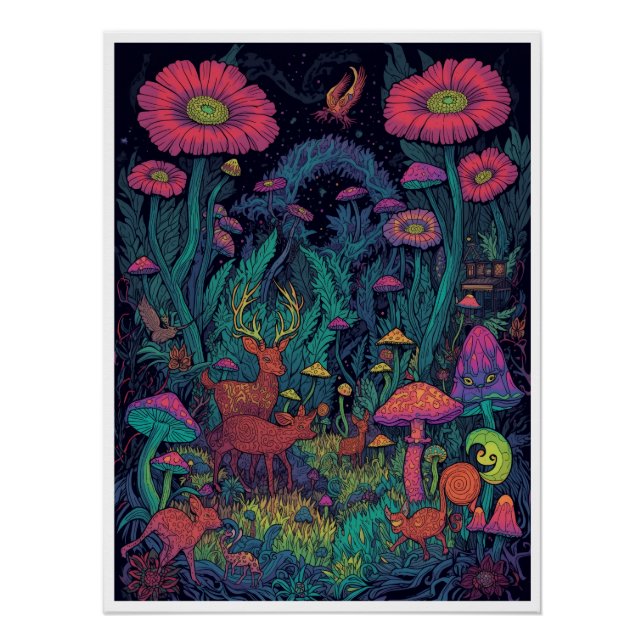 Psychedelisches Waldposter Poster (Vorderseite)
