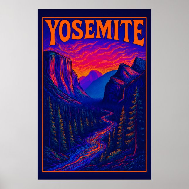 Psychedelisches Yosemite Poster (Vorne)