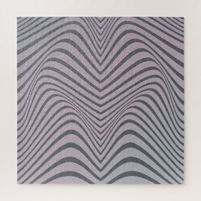 Psychedelisches Zebra: Graue Vintage Streifen. Puzzle (Vertikal)
