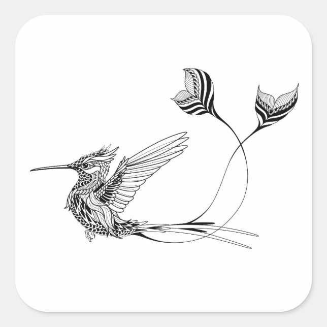 Psychedlic Bird Tattoo Quadratischer Aufkleber (Vorderseite)