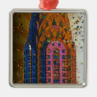 Psychedlic NYC: Chrysler Gebäude Top Closeup #1 Ornament Aus Metall