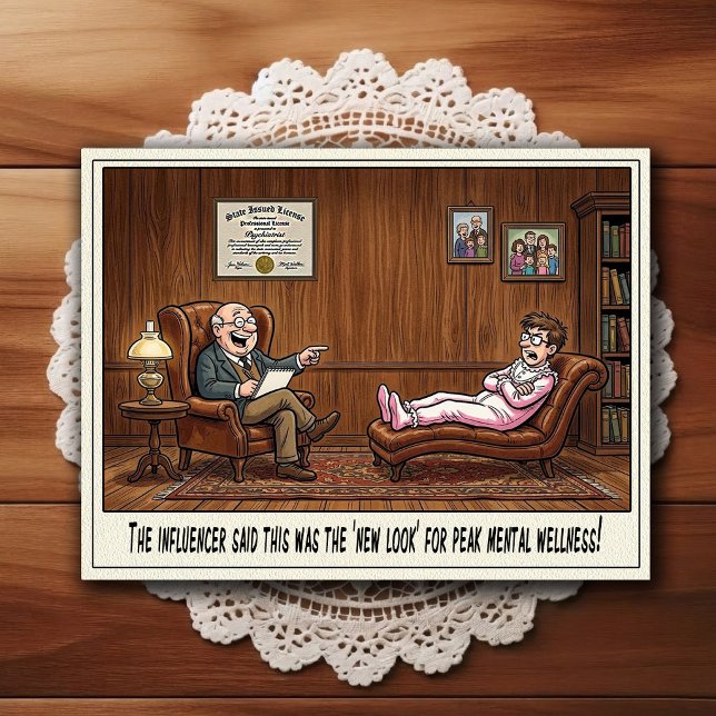 Psychiater Büro Humor Cartoon Postkarte (Von Creator hochgeladen)
