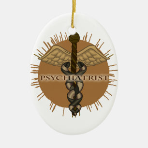 Psychiater Caduceus Oval Keramikornament