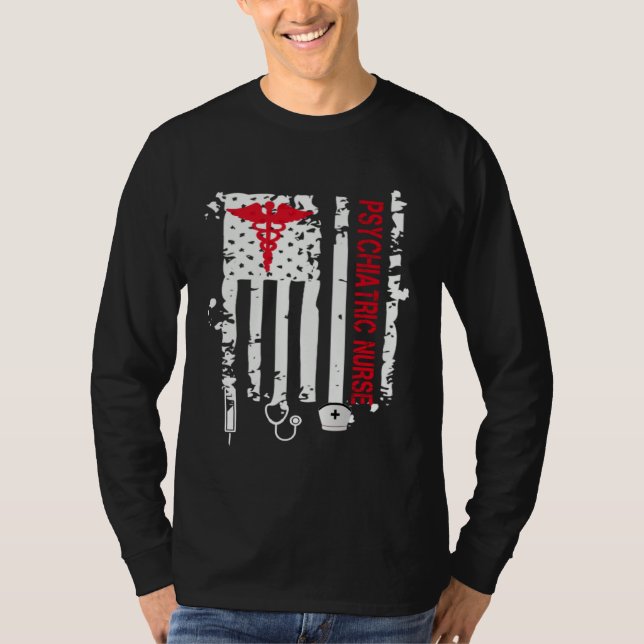 Psychiatric Nurse American Flag RN Mental Health P T-Shirt (Vorderseite)