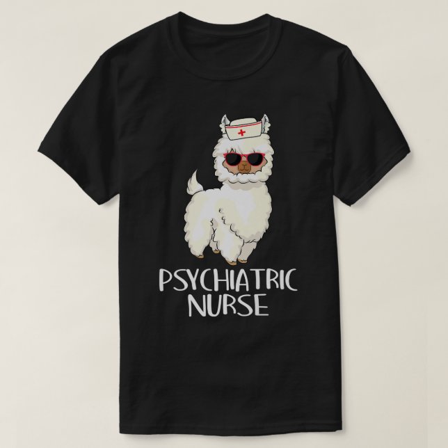 Psychiatric Nurse Llama Rn Mental Health Psych Nur T-Shirt (Design vorne)
