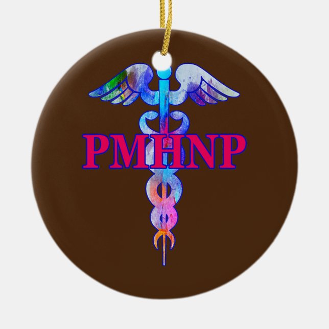 Psychiatrische Krankenpfleger PMHNP Caduceus Keramik Ornament (Vorne)