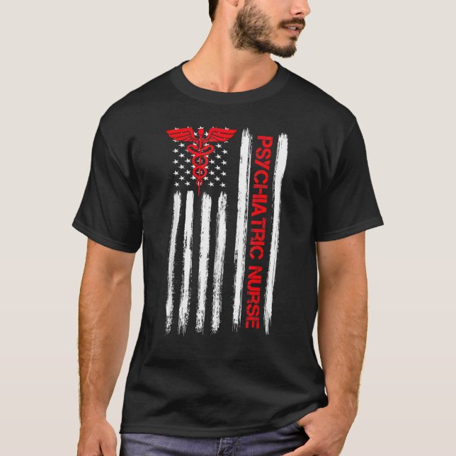 Psychiatrische Krankenschwester - Amerikanische Fl T-Shirt (Vorderseite)