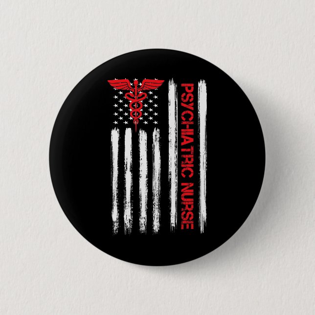 Psychiatrische Krankenschwester Amerikanische Flag Button (Vorderseite)