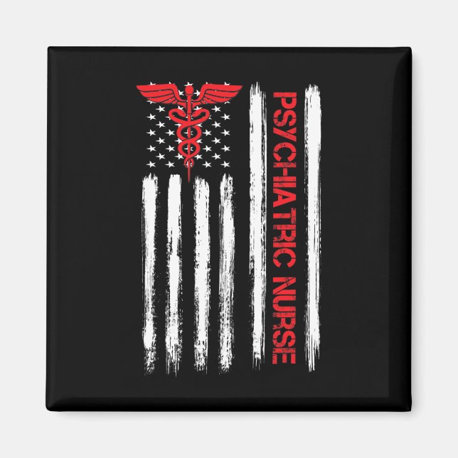 Psychiatrische Krankenschwester Amerikanische Flag Magnet (Vorne)