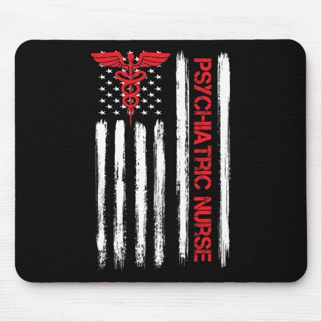 Psychiatrische Krankenschwester Amerikanische Flag Mousepad (Vorne)